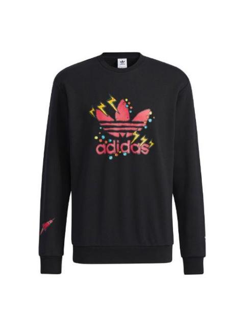 adidas originals Fangtastic Series Disney Mickey Printing Sports Round Neck Pullover Black H37058