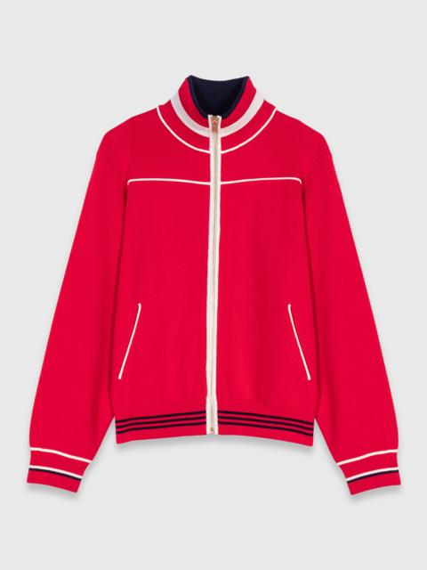 Zipped cardigan with elastic waist