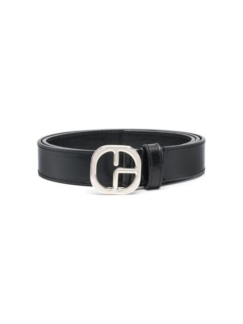 logo-buckle leather belt