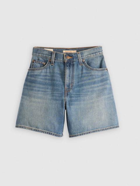 HIGH RISE BAGGY LINEN+ DENIM LIGHTWEIGHT WOMEN'S SHORTS