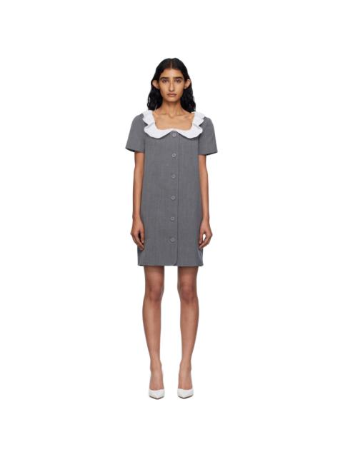 Gray Frilled Neck Minidress