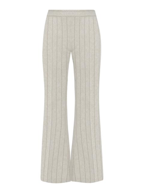 Cropped Pinstriped Jacquard Flare Pants neutral