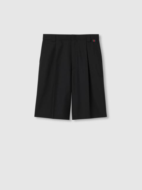 Wool blend twill short with Web
