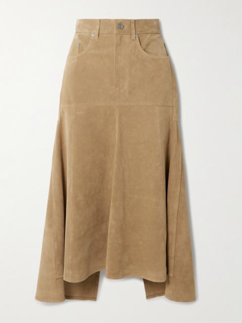 Paneled Suede Midi Skirt