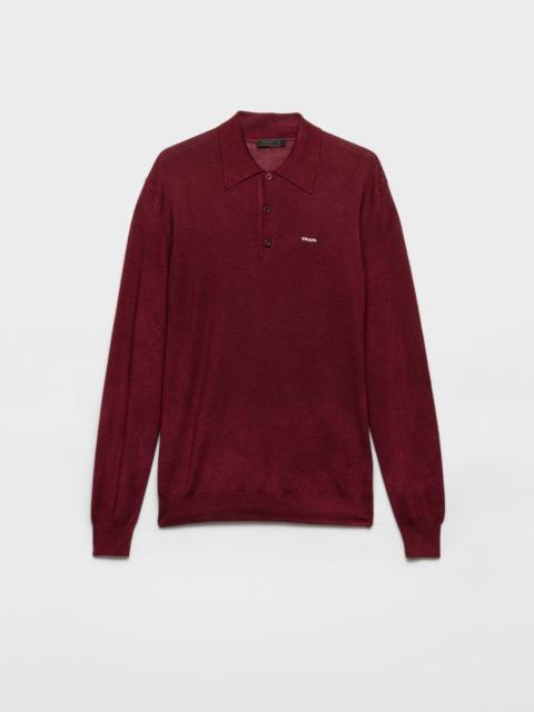 Wool and silk polo sweater