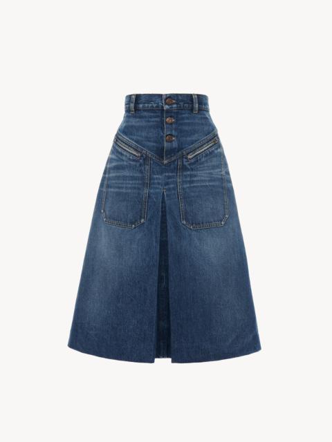 KNEE-LENGTH SKIRT IN DENIM