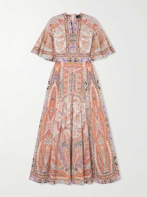 Ruffled Paisley-print Cotton-blend Poplin Maxi Dress