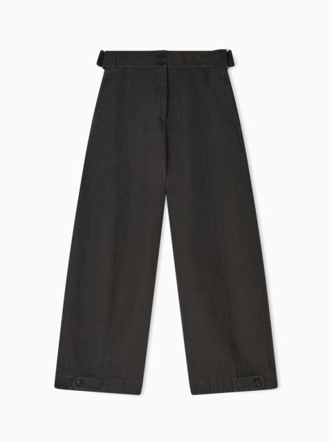 GARMENT-DYED LINEN-BLEND OVAL-LEG TROUSERS