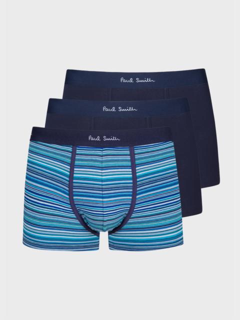 Blue 'Signature Stripe' Mix Boxer Briefs Three Pack
