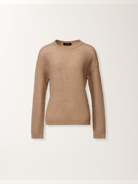 Cotton ribbon-knit sweater with sequins