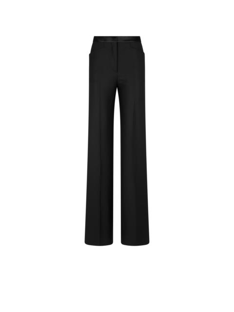 SILK BLEND TWILL TUXEDO TAILORED BOOT CUT PANTS
