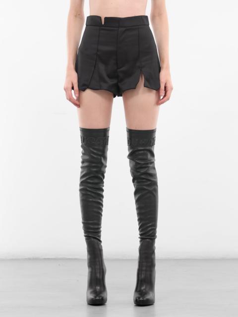 Black Gingko Wool Mini Shorts