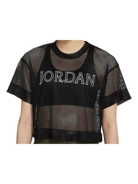 (WMNS) Air Jordan Sports Stylish Mesh Short Sleeve Black CZ1892-010