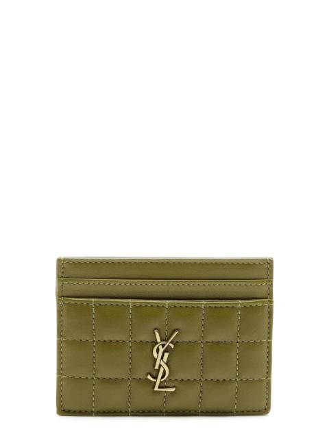 Quilted leather card holder