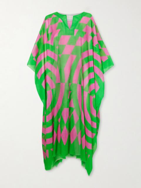 Frayed Printed Cotton-voile Kaftan