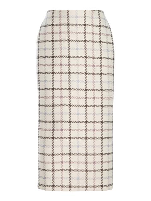 The Mercer  Bonded Wool-Silk Mikado Pencil Midi Skirt black/white