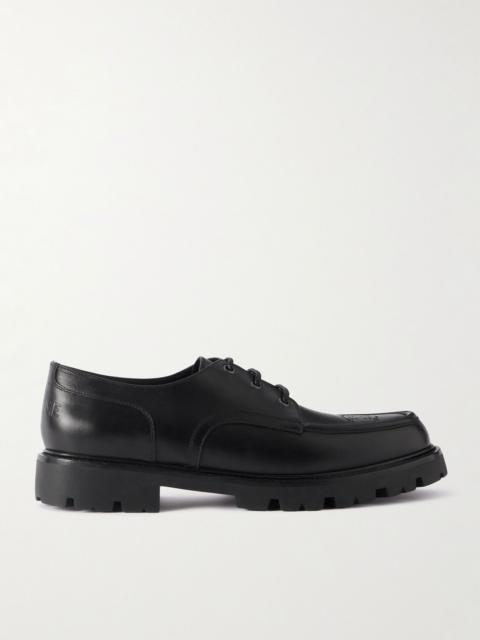 Logo-Perforated Leather Derby Shoes Black