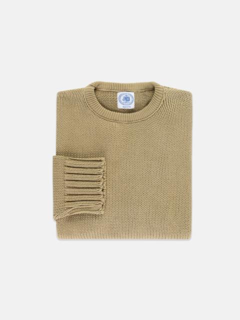 MADE-IN-USA TAN CHUNKY COTTON CREWNECK SWEATER