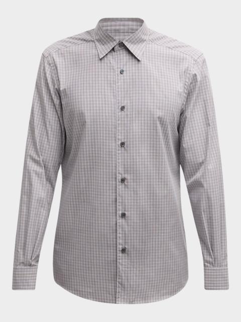 Men's Centoquaranta Melange Cotton Sport Shirt