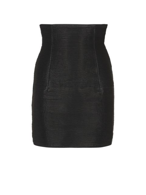 High-waist rolled lambskin leather mini skirt