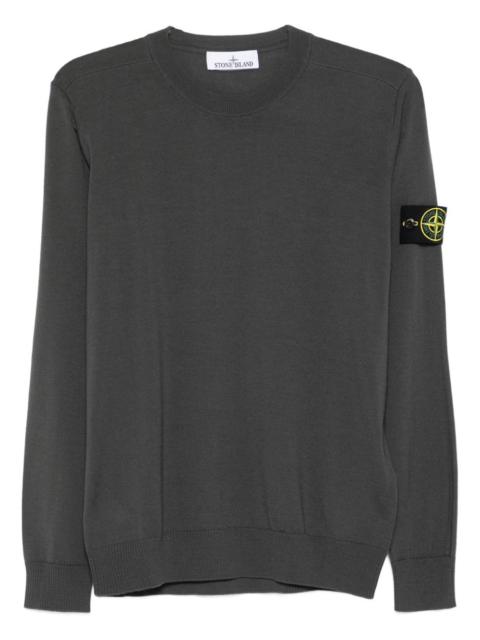 Compass-badge crew-neck sweater