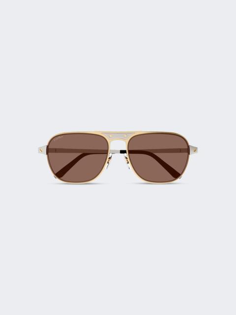 Santos De Cartier Sunglasses Gold And Brown