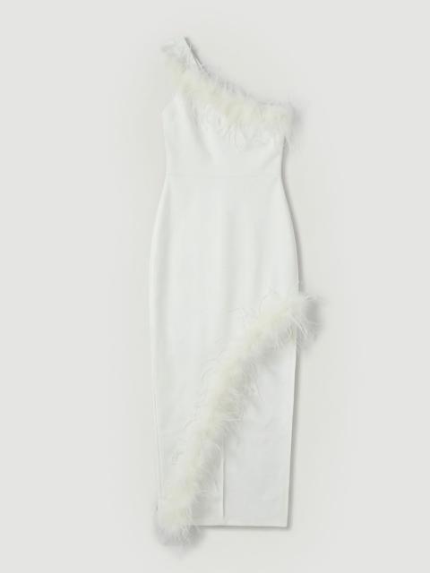 Petite Feather Figure Form Bandage Knit Maxi Dress