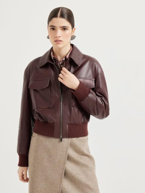 Soft nappa leather bomber jacket with Thermore® padding with monili