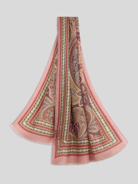 WOOL, CASHMERE AND SILK SCARF WITH PRINT