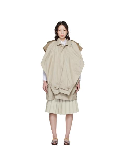 Beige Vest Combined Balmacaan Trench Coat