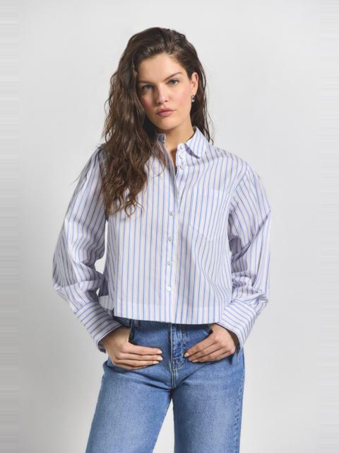 ESTRELLA STRIPED CROPPED BUTTON UP