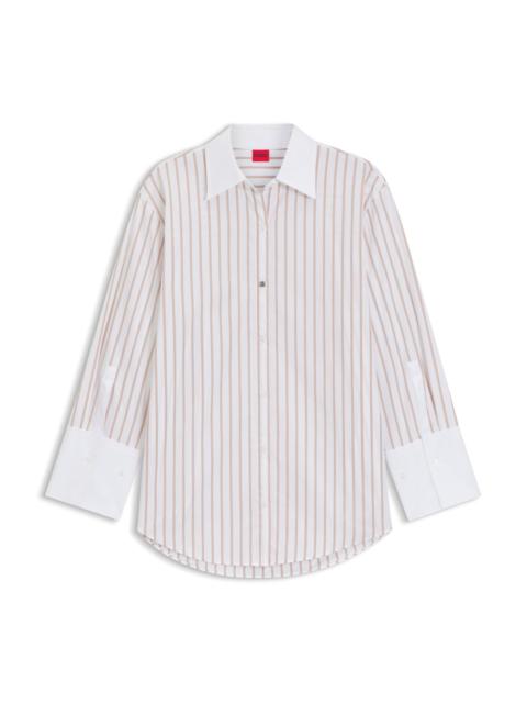 STRIPED BLOUSE IN COTTON POPLIN WITH CONTRAST TRIMS