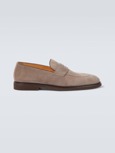 Suede penny loafers