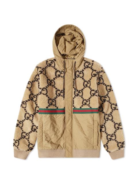 Gucci Jumbo GG Fleece Panel Hooded Jacket