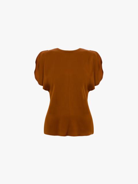 Draped Sleeve Top In Bronze
