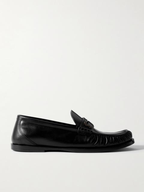 Laurent Glossed-leather Loafers