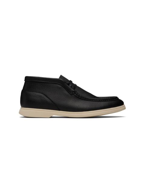 Black Tumbled Leather Desert Boots