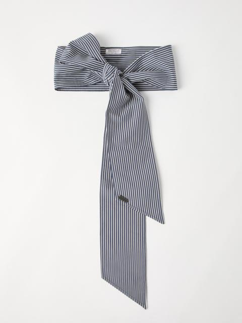 Techno cotton regimental stripe poplin foulard with monili