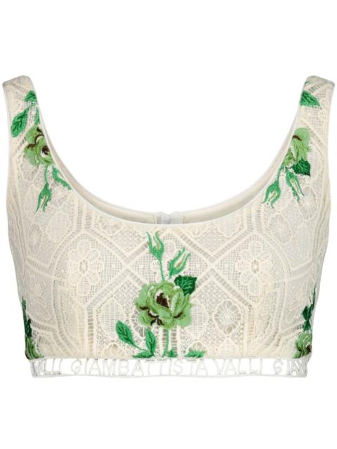PensÃ©es Sauvages floral-embroidered crop top