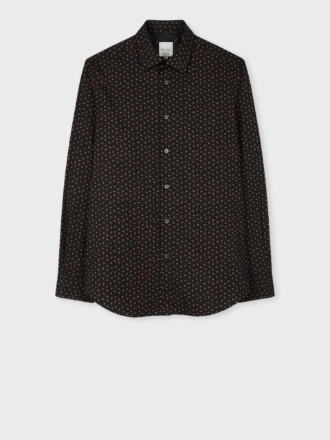 Tailored-Fit Black 'Mini Hearts' Cotton Shirt
