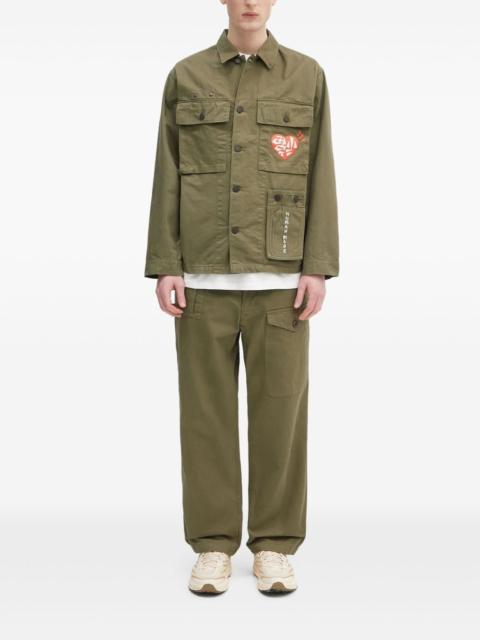 heart-motif patch-pocket shirt jacket