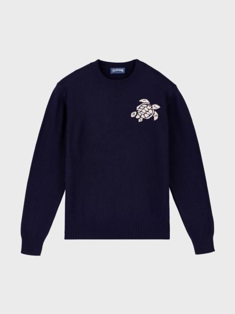 MEN CREWNECK COTTON CASHMERE SWEATER TURTLE