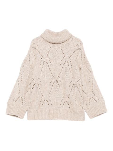 turtleneck diamond-pattern knitwear
