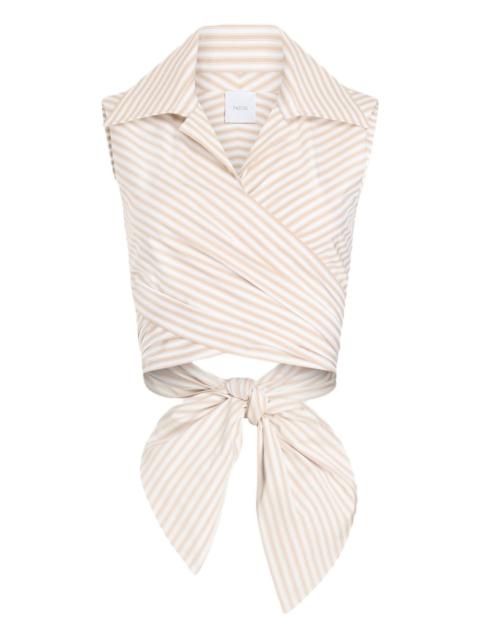 striped draped sleeveless top