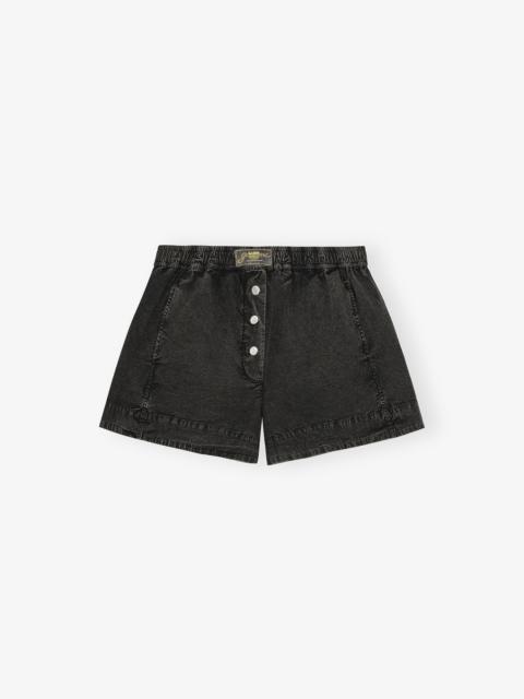 BLACK WASHED COTTON SHORTS