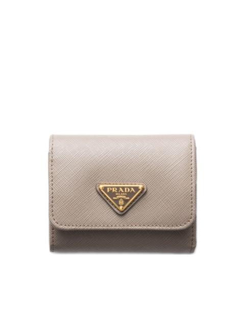 triangle-logo saffiano leather wallet