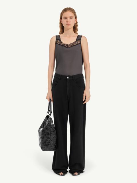 Wide-leg cotton trousers
