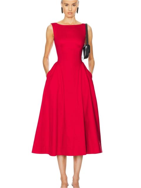 Stretch Cotton Sateen Midi Dress