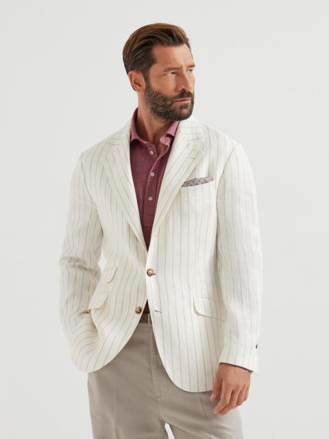 Chalk stripe linen twill deconstructed Cavallo blazer