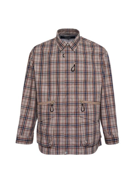 Cotton Blend Collar Plaid Shirt